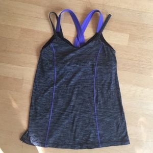 Lululemon purple and grey tank top w/ built in bra